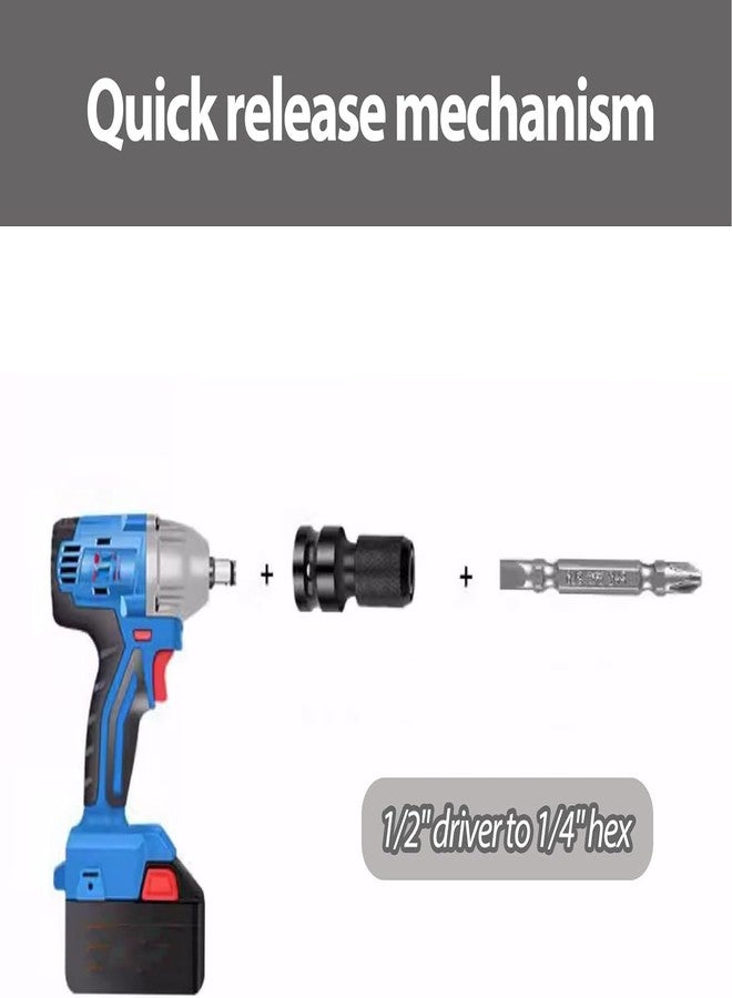 uptodateproducts محول من قطعتين من Uptodateproducts، محول من محرك مربع 1/2 بوصة إلى مقبس سداسي أنثى 1/4 بوصة، محول ظرف، محول مقبس مفك براغي - Image 2